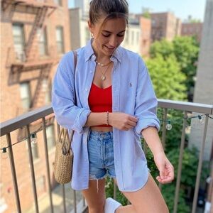 Ralph Lauren Light Blue & White Pinstripe Button-Down Shirt